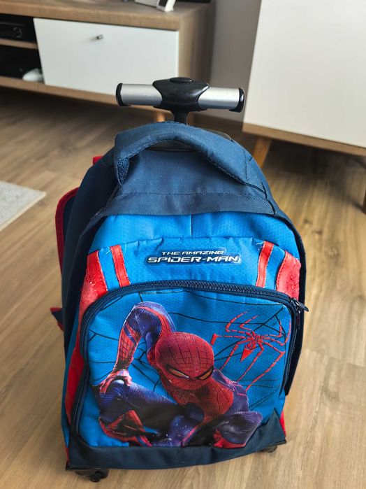 Ghiozdan pe roți - tip troler - Spider-Man, cu mâner telescopic
