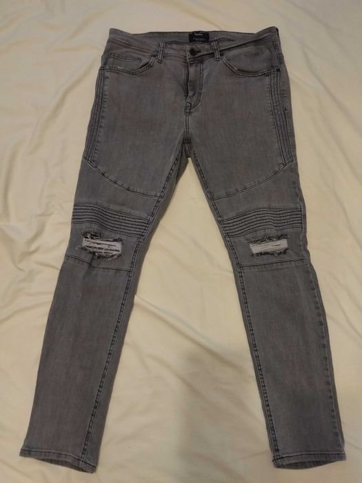 Pantaloni lungi blugi originali Bershka superbi gri