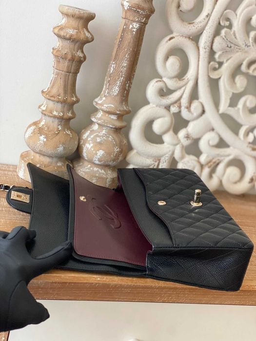 Geanta Chanel Classic 25cm, piele caviar, gold, tip Premium