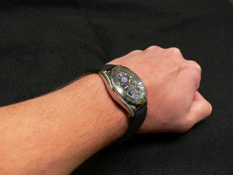 CEAS TIP R.O.L.EX Daytona Silver&Blue Silicone Edition NOU Albastru !!