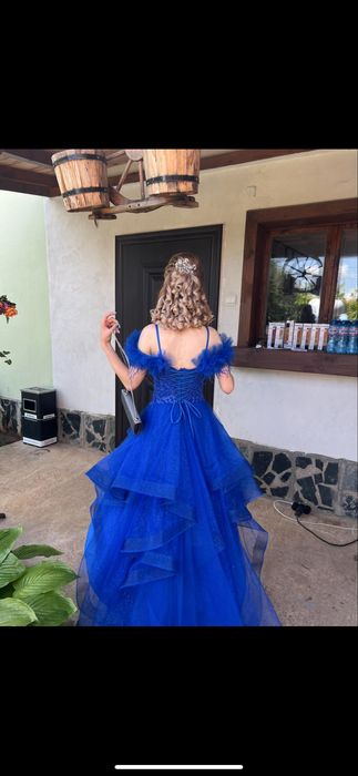 Турско синя бална рокля