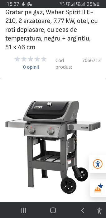 Vând grătar pe gaz Spirit 2 Weber