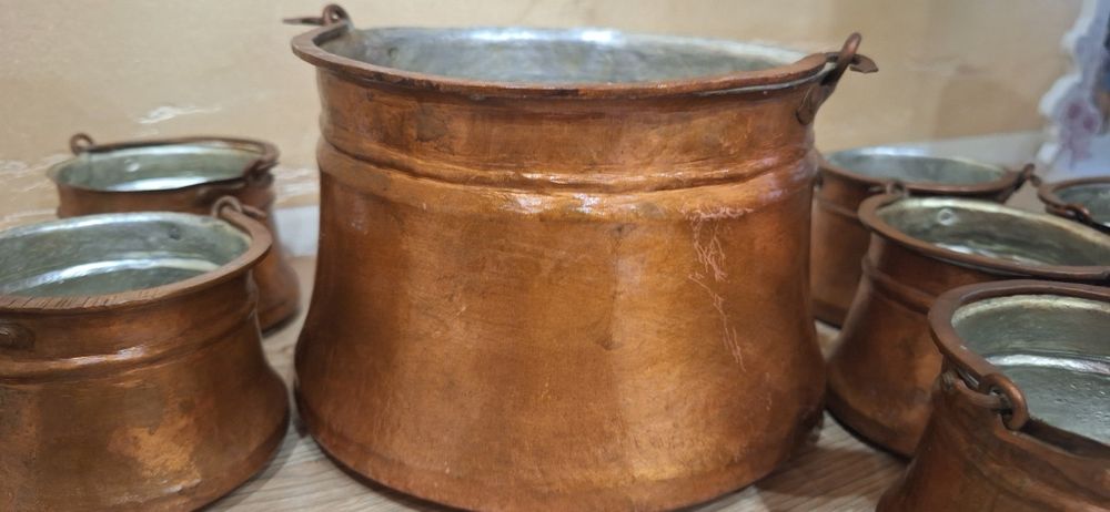 Комплект медни бакърчета,медно джезве