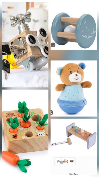 Дървени детски играчки от 6 месеца до 2 год.