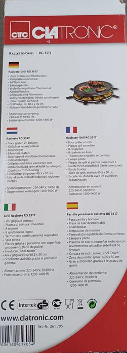 Електрически грил Clatronic RG 3517, 8 порции, 1400W, Черен
