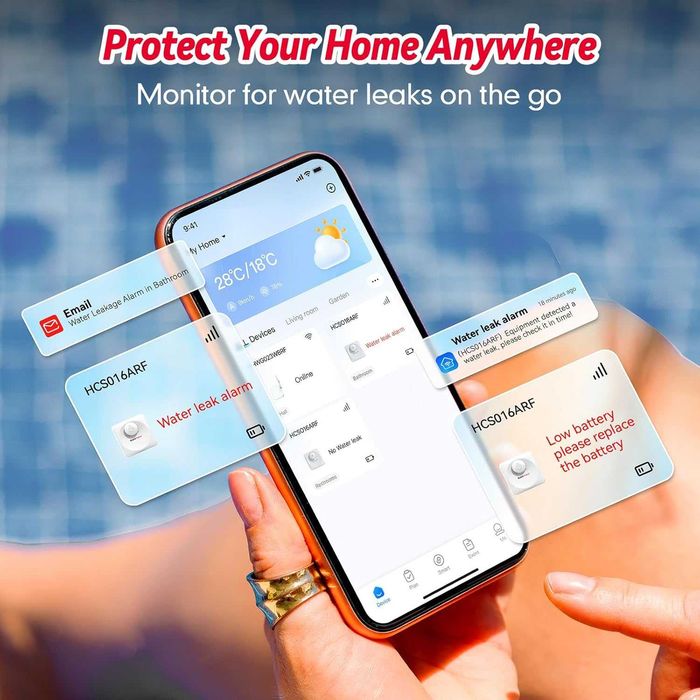 WiFi детектор за теч на вода, хъб и сензор, комплект от 3 броя