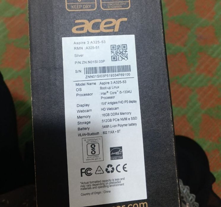 Notebook ACER core i5MODEL Aspire 3 A325-53