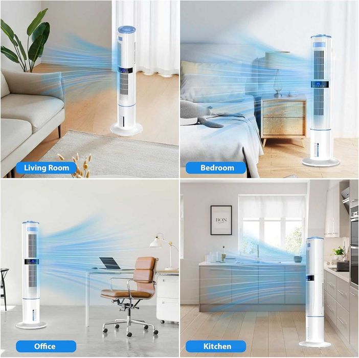 Aparat de răcire portabil Aptorlty 4 în 1 (ventilator / purificator / umidificator / cooler evaporativ), 65 w, flux de aer puternic
