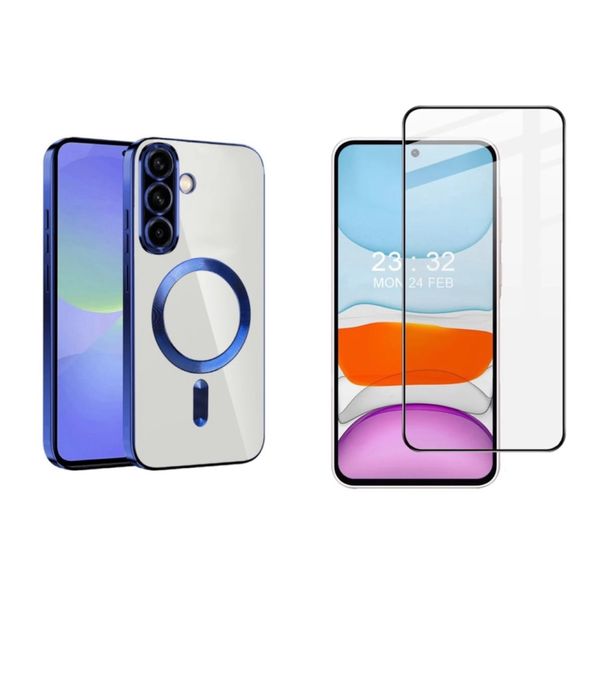 Samsung A56/A36/A16/A35/A55 Husa Mag Ring Clear si Folie Sticla AntiSt