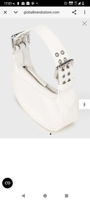 Бяла кожена чанта By Far Mini Soho