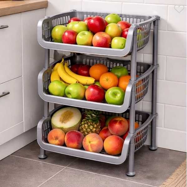Кухненска етажерка Mercado Trade, 3 нива, Пластмаса, Сива