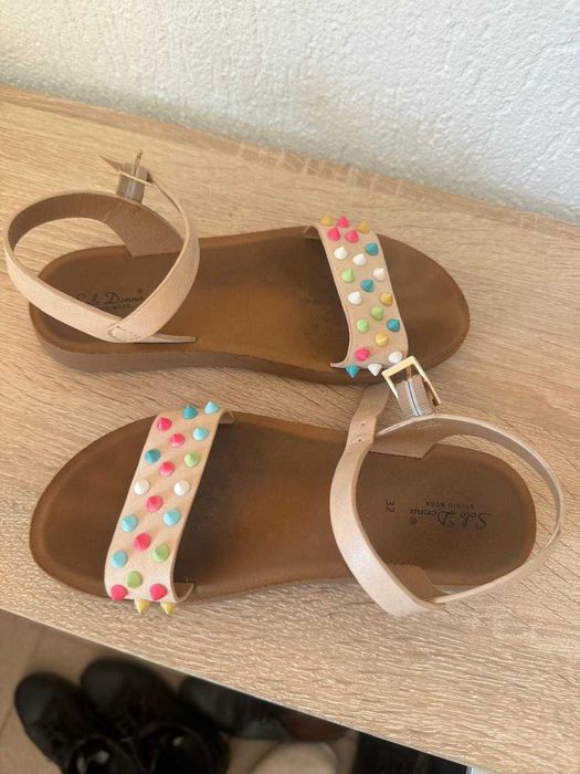 Sandale din piele pentru fetite nr. 32