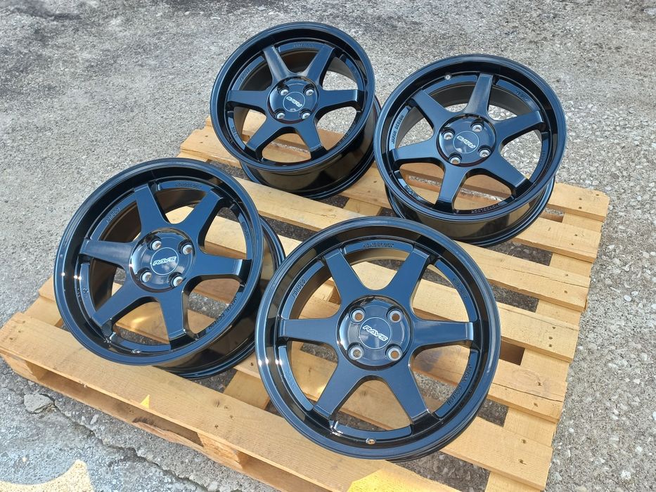 17.4x100 Rays t37 Volk Racing 7.5ж ет35 vw opel honda suzuki bmw e30 Piano Black.