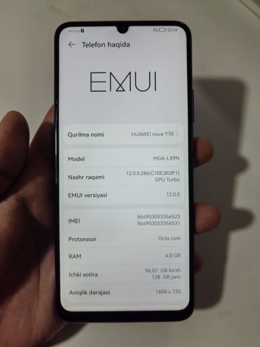 huawei nova Y70 hotira 4/128