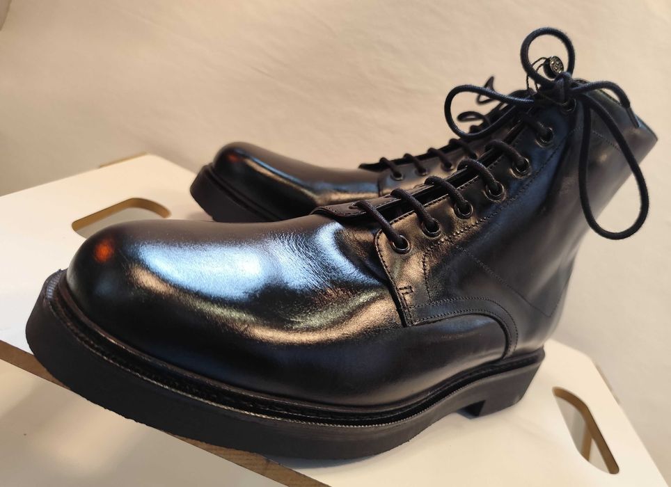 Ghete lace up 41 43 premium Massimo Dutti NOI piele naturala negru