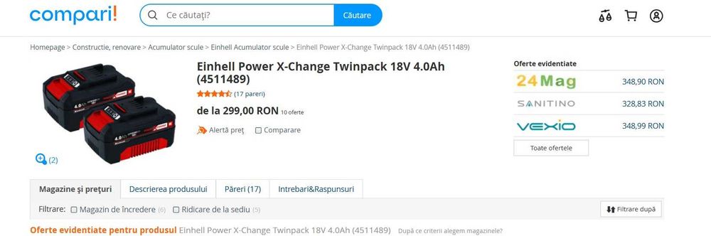 Set 2 x Einhell PXC Twin Pack 18V 4,0 Ah Power X-Change