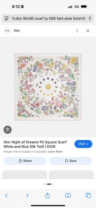 Шал Dior 90/90 коприна