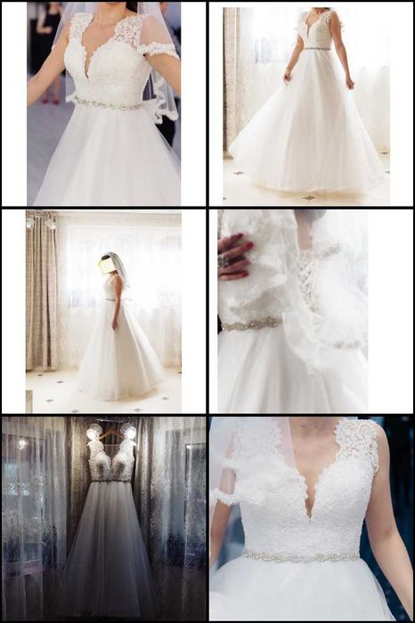 rochie mireasa printesa A-line, marime s-m-l, reglabila la spate