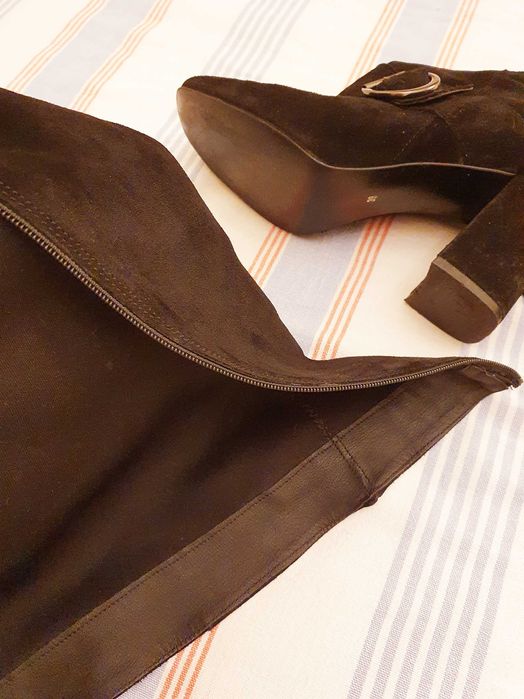 Cizme piele intoarsa negre, marime 39