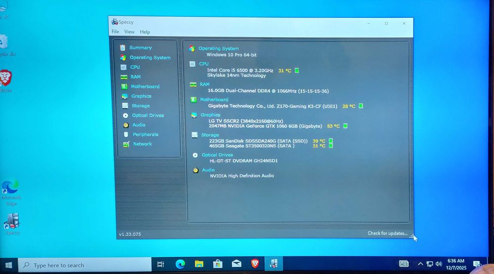 PC gaming intel i5 6500 - NVidia GTX 1060 6Gb