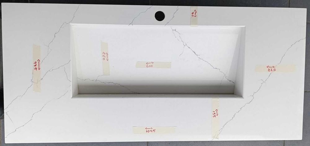 Chiuveta quartz, cu blat, pentru baza lavoar 100 cm