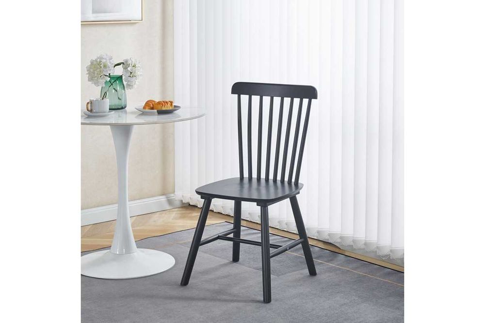 Трапезен стол Puzzle-home Melia, Каучуково дърво, Два цвята,45x51x87cm