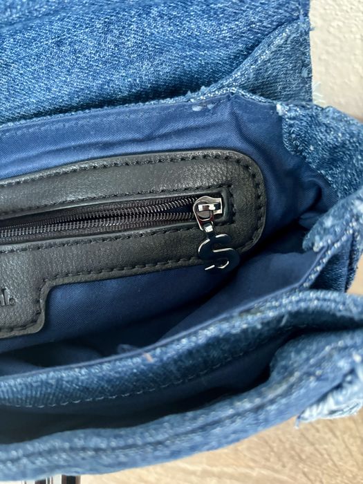 Geanta femei Desigual originala , denim cu franjuri si broderie