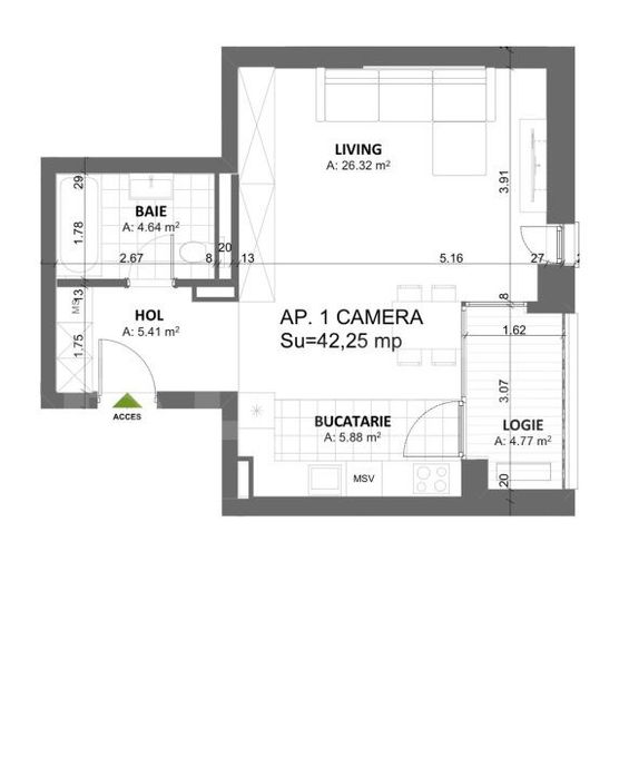 Apartament cu 1 camera Timisoara Nord- Cal. Totontalului