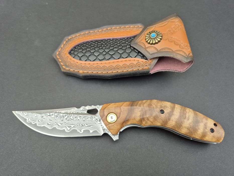 Сгъваем джобен нож,дамаска стомана,съчмен лагер,Flipper Outdoor,SD15