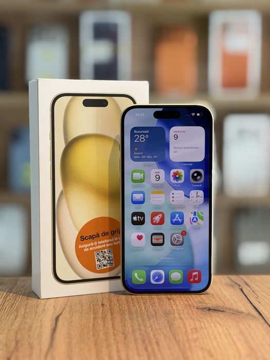 iPhone 15  128Gb Yellow/Baterie90%/Garantie 12 luni @atsgsm.ro