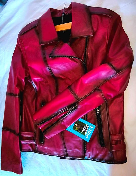 Geaca noua cu eticheta din piele naturala, Burgundy, XXL