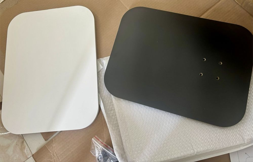 Многофункционална маса с въртящ се плот, регулируема височина, бяла