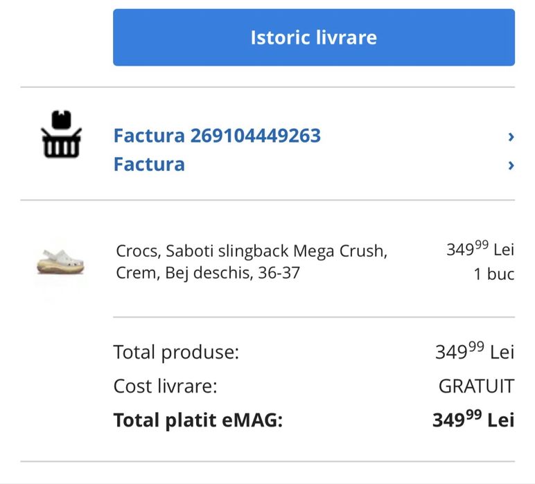 Crocs Saboti slingback Mega Crush, Crem, Bej deschis, 36-37