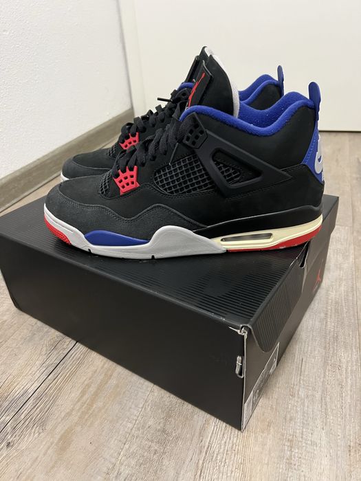 Air Jordan 4 retro black/fire red-deep royal blue noir/bleu royal