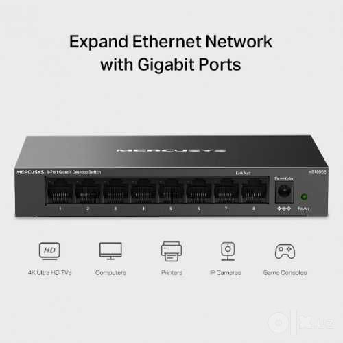 8-портовый гигабитный коммутатор Mercusys MS108GS