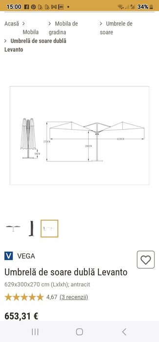 Umbrelă terasă/ Umbrelă