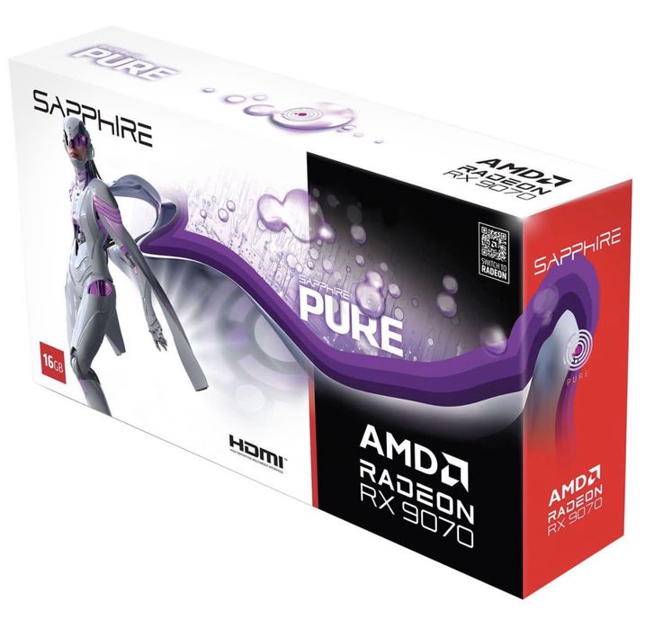 Видеокарта SAPPHIRE PURE AMD Radeon RX 9070 OC 16GB GDDR6 – нова