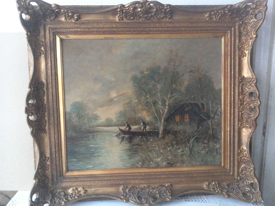 Tablou vechi, pictură flamandă, semnat B. Latner în ramă de epocă, U/C