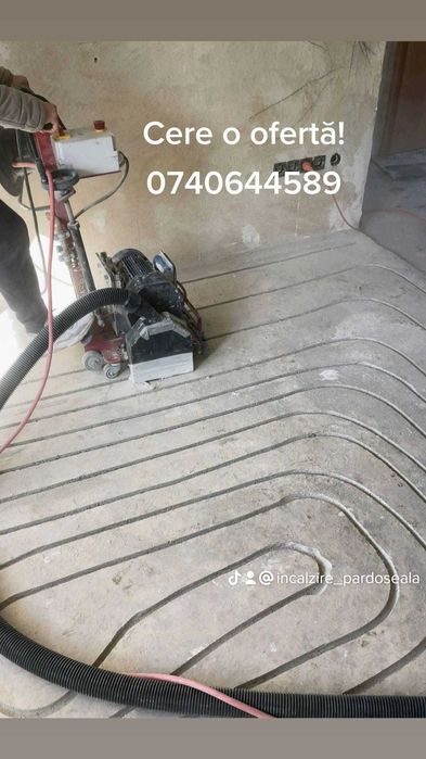 Incălzire în Pardoseală prin Canelare Şapă/Țeavă spartă,Slefuit beton