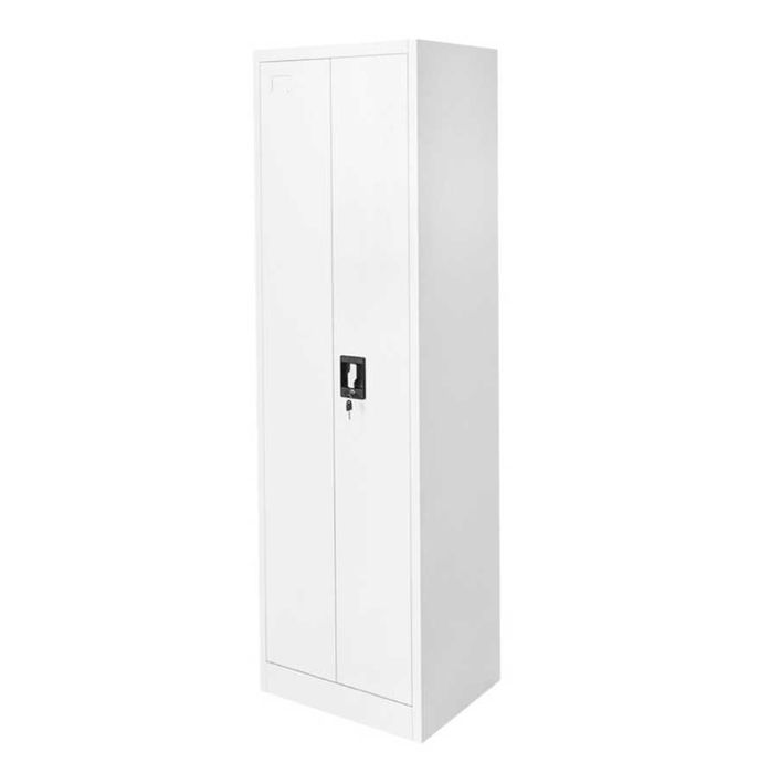 Dulap Vestiar Cabinet Depozit Metalic Usi Securizate Alb 170x50x40 cm