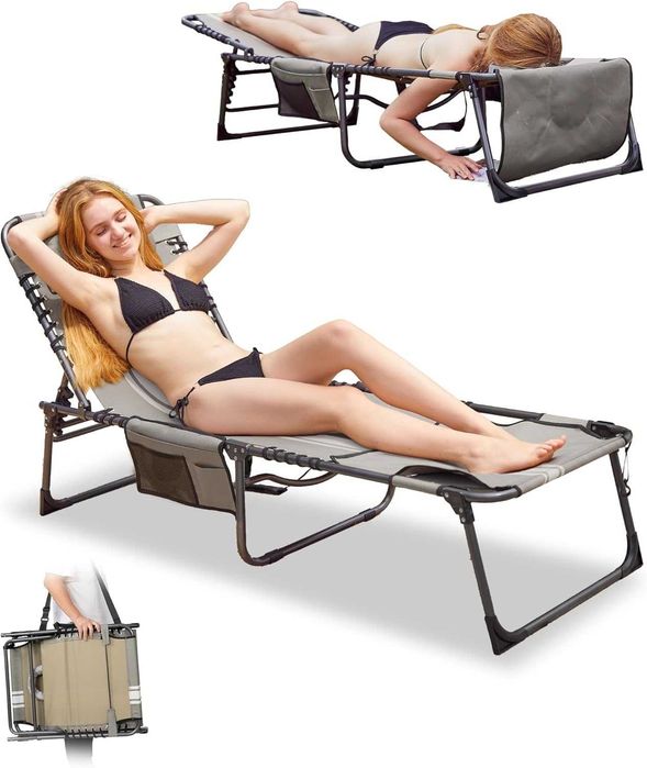 KingCamp Сгъваем шезлонг с отвор за четене, 5 позиции