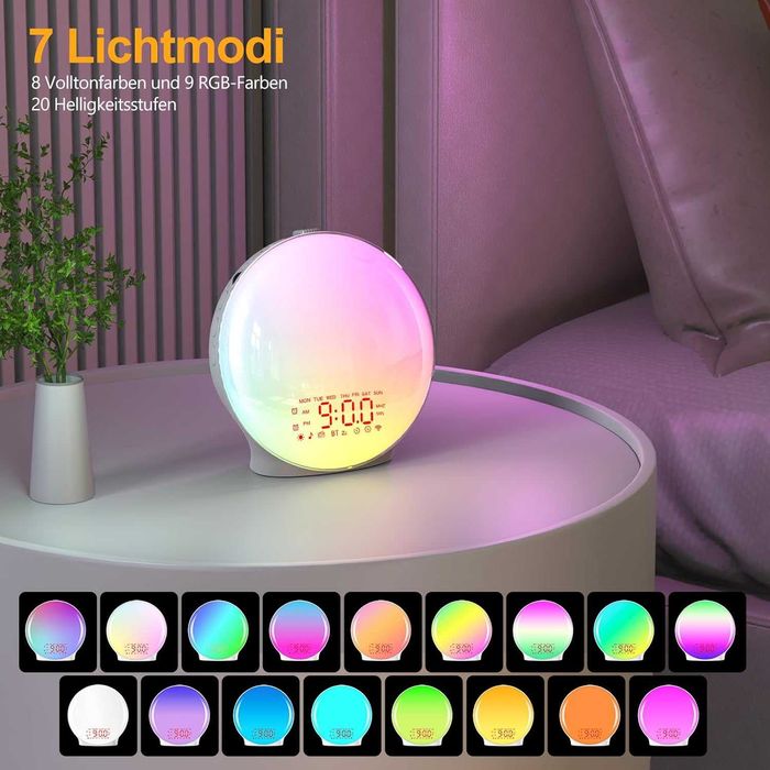 Bluetooth будилник -17 цвята светлина, 22 звука  ,FM радио Suright