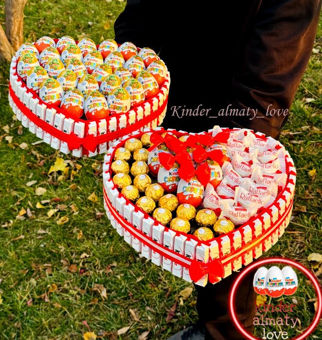Подарок девушке, киндер, киндер торт, сладкий бокс