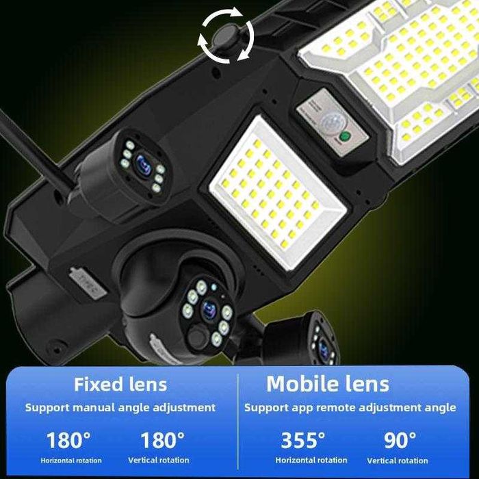 Соларна улична лампа + Тройна камера 8MP.С ДВЕ АНТЕНИ