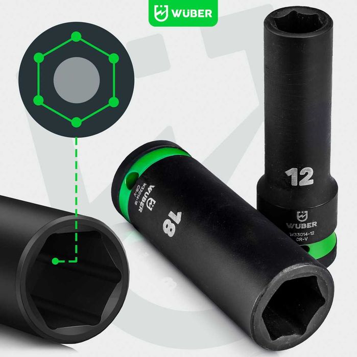 Set chei tubulare impact 1/2” Wuber, 20 piese