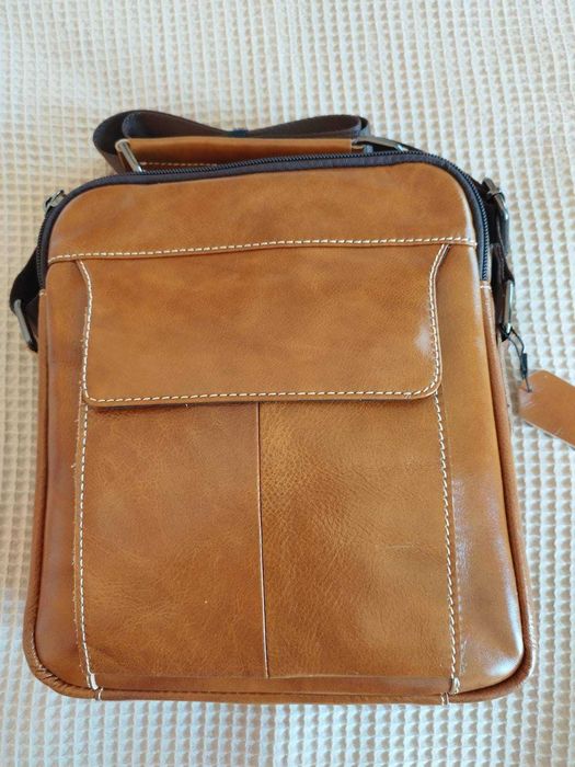 Мъжка кожена чанта 22х26 см.