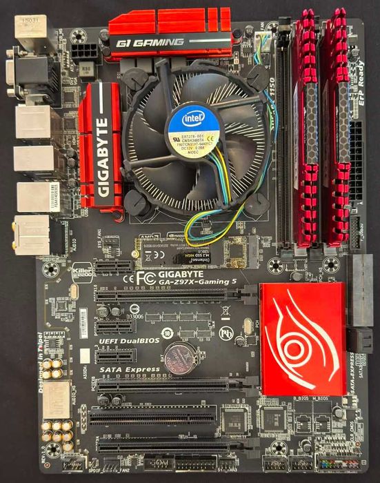 Дънна платка GIGABYTE Z97 Gaming 5, процесор i7 4770S, 16gb RAM, Win 11 PRO, M.2 SSD и охладител