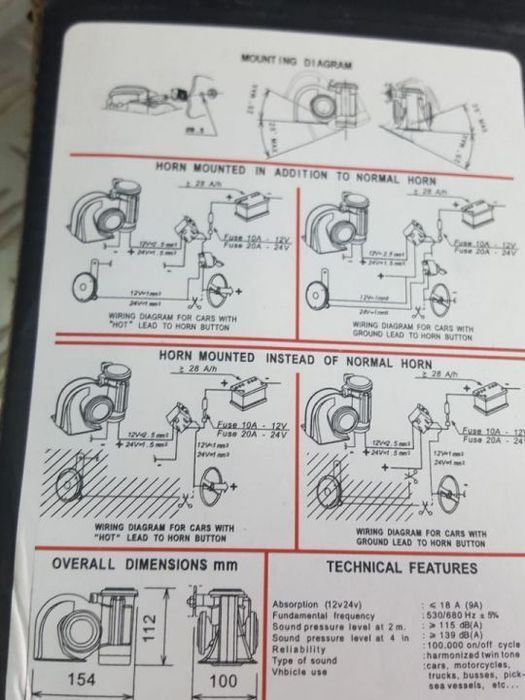claxon auto cu compresor tip melc 12v