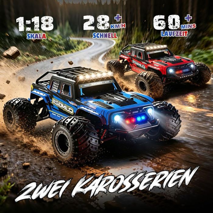 Masina RC Monster Truck 4x4, 28 km/h, telecomandă și lumini LED