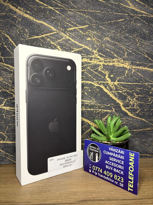 Iphone 18 pro max/256gb/Nou/Garantie 2 Ani Centrul de Telefoane/ posibilitate rate